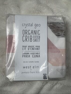 West Elm Crystal Geo Organic Crib Sheet in Blush and Gray